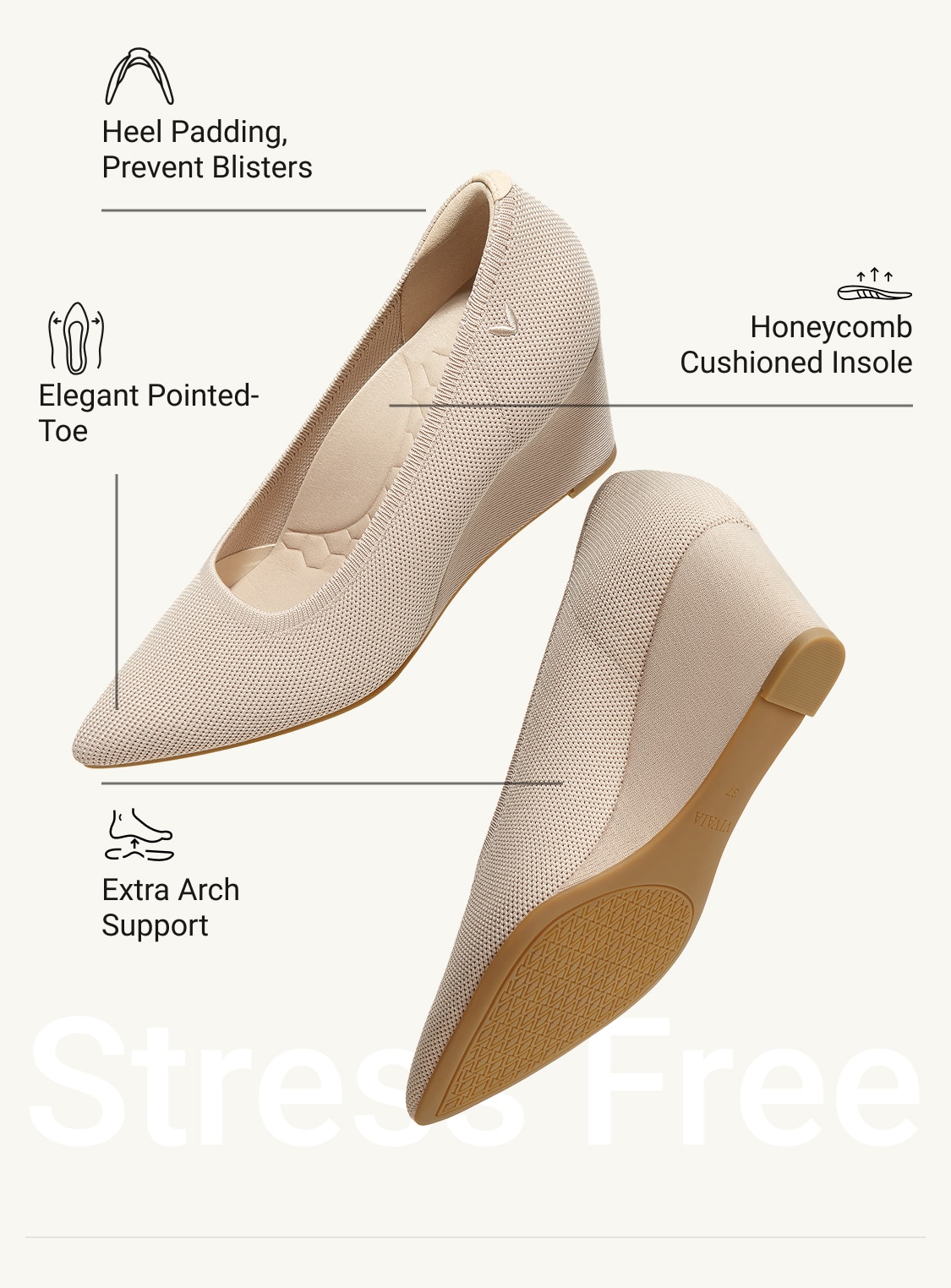 Deborah] ポインテッドトゥ ストレスフリー ウェッジヒール